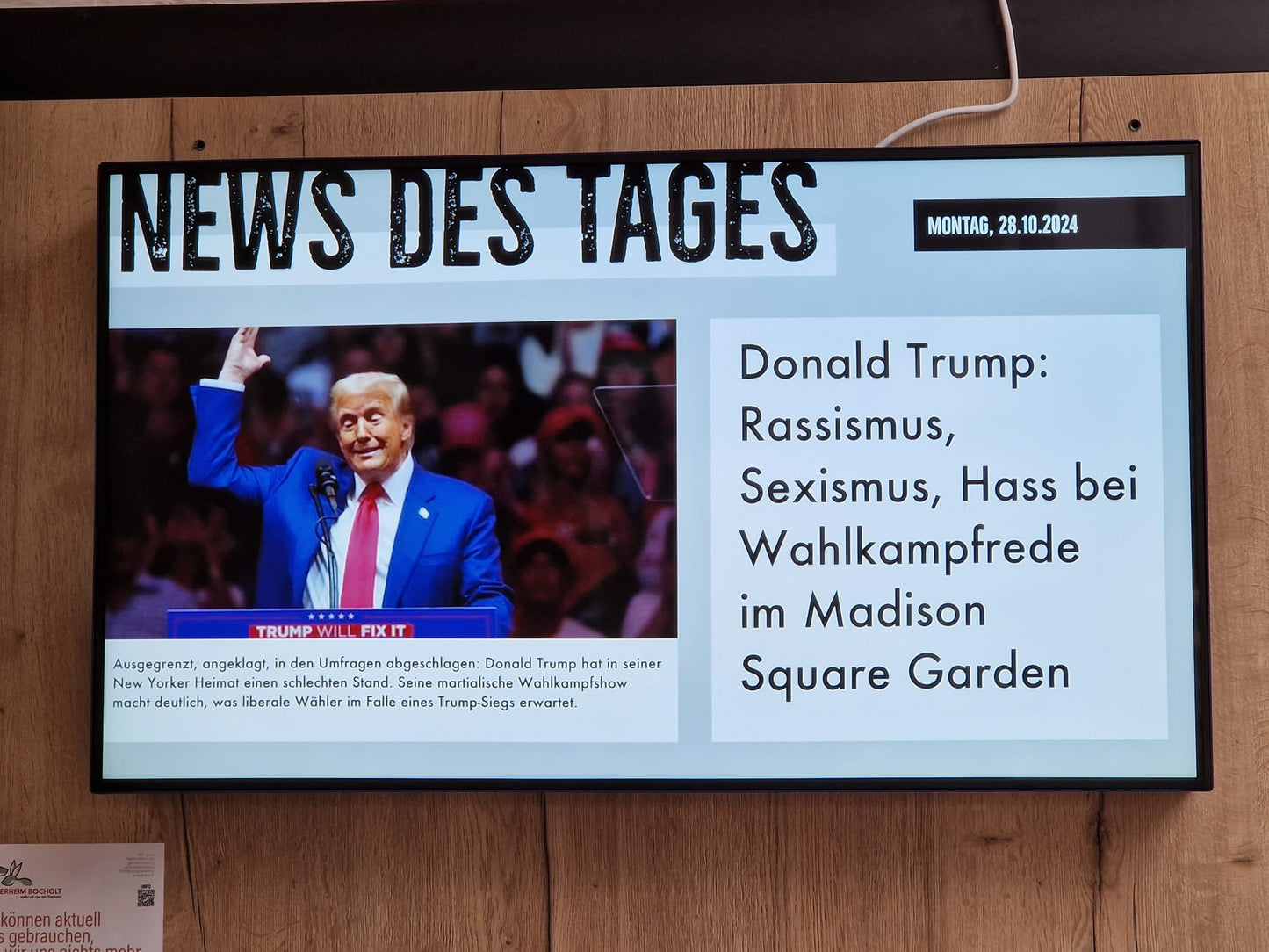 Schwerpunkt setzen: Ein Monat. Präsentationsfläche VisionScreen in Bocholt, stark frequentiert